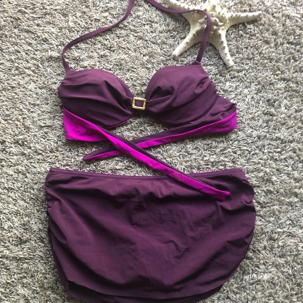 So Cute Bikini Magenta/ bikini skirt (like new!)